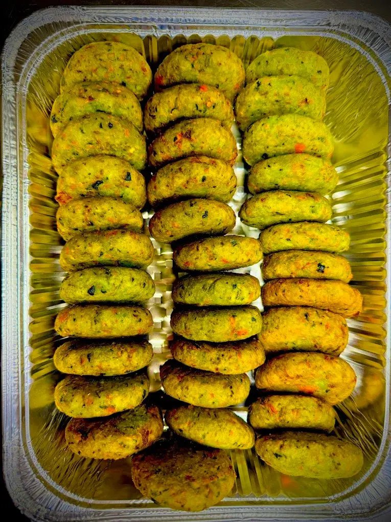 Indian catering tray of freshly fried veg kebabs prepared by Chandigarh Curry House Calgary